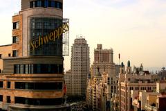 Buildings in Gran Vía, Madrid, seen from Plaza del Callao