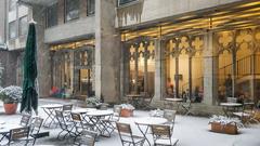 snow-covered courtyard of the Museum für Angewandte Kunst Köln