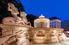 Wittelsbacher fountain at Lenbach square in Munich, Germany