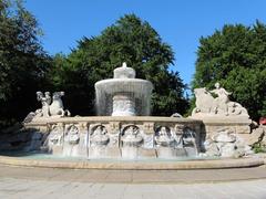 Wittelsbacher Fountain at Maximiliansplatz in Maxvorstadt, Munich