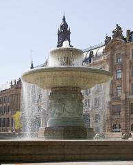 Wittelsbacher Fountain at Lenbachplatz in Munich, Germany