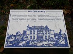 Memorial plaque of the Rothschild family destroyed palace Grüneburg in 1944, located in Grüneburgpark, Frankfurt am Main