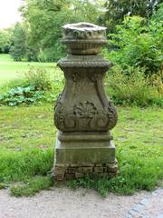 Ornamental stone vase on neo-baroque pedestal in Grüneburgpark, Frankfurt