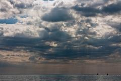 Dramatic sky view with dark clouds