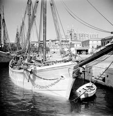 Cargo boat in Palma de Mallorca harbor 1949