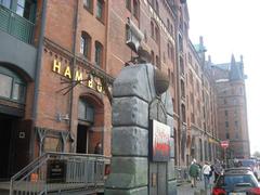 Speicherstadt in Hamburg with water channels and historic brick buildings