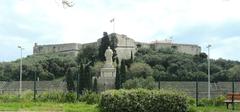 Fort Carré in Antibes with a monument in the foreground