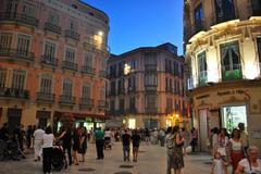 Malaga street view with historic architecture