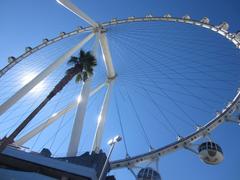 Sky view of Ferris wheel and Las Vegas skyline