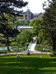 former Copenhagen Municipal Hospital and a bridge in Copenhagen Botanical Garden