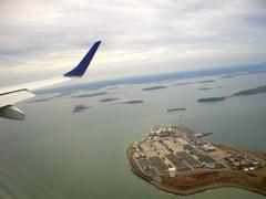 Aerial view of Deer Island Wastewater Treatment Plant near Boston