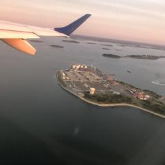 Aerial view of Deer Island and Boston Harbor islands in 2019