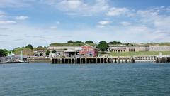 dock, visitor center, and fort entrance at Georges Island