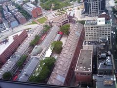 Aerial view from State Room Bay Tower to Faneuil Hall Quincy Marketplace Area