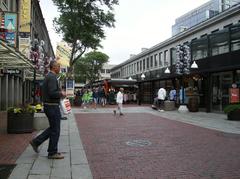 walkway area between Quincy Market and North Market facing east in Boston