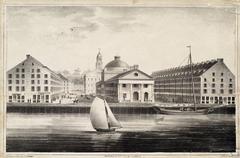 1827 East view of Faneuil Hall market lithograph