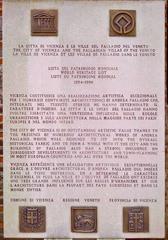 Plaque for the inclusion of Vicenza in UNESCO World Heritage List