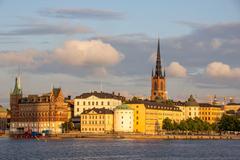 pedestrian street in Stockholm with colorful buildings