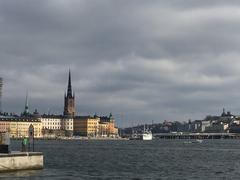 Stockholm City Hall building with tower and blue sky