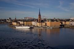 Riddarholmen island in Stockholm with historical buildings and waterfront