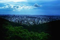 Belo Horizonte cityscape with iconic landmarks and mountains in the background