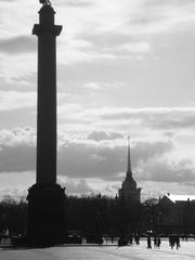 black and white photo of St. Petersburg Palace Square