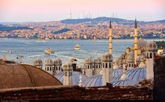 view in the afternoon from the top of a hill in Istanbul