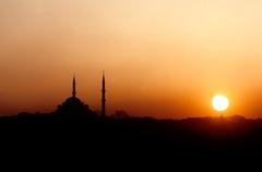 New Mosque silhouette at sunset in Istanbul