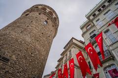 Galata Tower in Istanbul at sunset