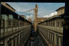 Uffizi Courtyard view towards Palazzo Vecchio in Florence