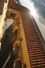 Hotel degli Orafi terrace bar with a view of Ponte Vecchio and Vasari Corridor in Italy