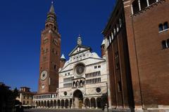 Cremona Cathedral illuminated at dusk