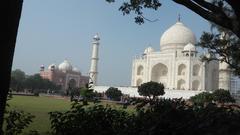 Taj Mahal under a blue sky