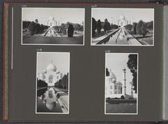 Album page with four photos of the Taj Mahal in Agra