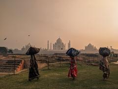 Daily life around the Taj Mahal in India