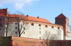 View of the Administration Building and Thieves' Tower on Wawel Hill from the Vistula Boulevards in Kraków