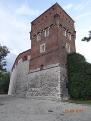 View of Baszta Złodziejska on Wawel Hill with medieval defensive walls and towers