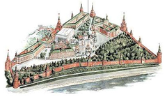 Overview map of Moscow Kremlin with the location of The Cathedral of the Archangel marked