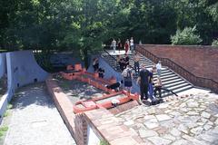 Miniature replica of defensive walls and Oławska Gate in Poland