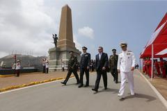 Minister of Defense Jakke Valakivi presiding over a ceremony for the 135th Anniversary of the Battles of San Juan and Miraflores