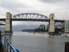 Burrard Bridge in Vancouver under clear blue sky