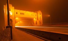 Burrard Bridge in Vancouver shrouded in fog