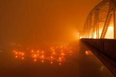 Burrard Bridge in Vancouver shrouded in fog