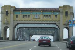 Burrard Street Bridge northeast traffic approach in Vancouver, Canada