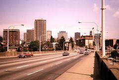 Burrard Bridge looking towards Downtown Vancouver, August 1981