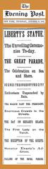 Front page titles of The Evening Post on October 28, 1886, for Statue of Liberty dedication