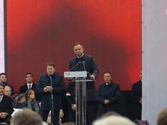 Andrzej Duda speaking in Budapest on October 23, 2016