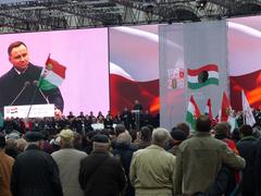 Andrzej Duda speaking at Kossuth tér in Budapest, Hungary on October 23, 2016