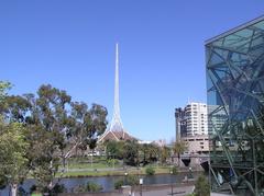 The Arts Centre Melbourne Spire viewed from Federation Square