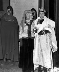 Lucebert dressed as 'Emperor of the Fiftiers' at the Stedelijk Museum on March 27, 1954